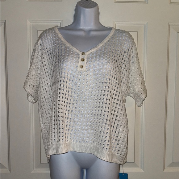NWT Cupshe CROCHET COVER UP SHIRT - Picture 1 of 5